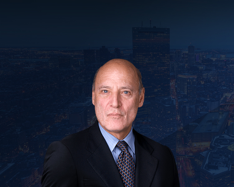 Martin G. Weinberg with the Boston skyline in the background